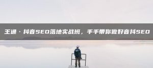 王通·抖音SEO落地实战班,手把手带你做好抖音SEO